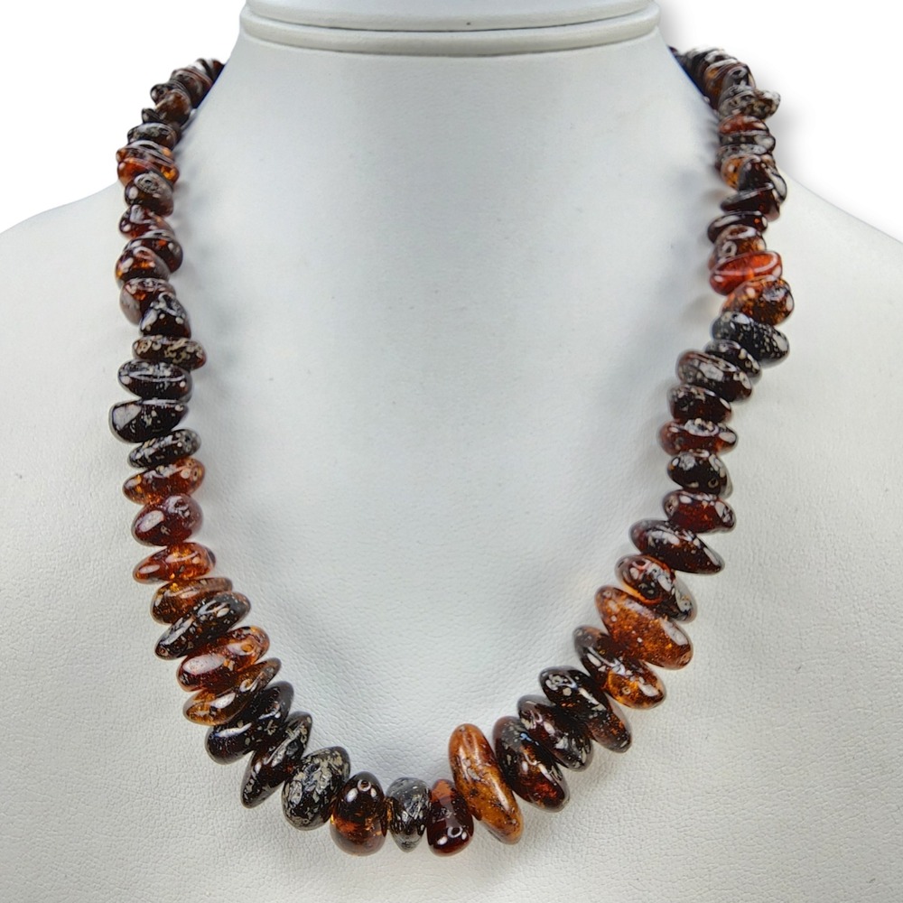 Dark‎ Cognac Amber Nugget Necklace Vintage 19 Inches Very Pretty